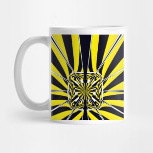 Bright yellow and black chevron floral fantasy pattern in the style of David Hockney Mug